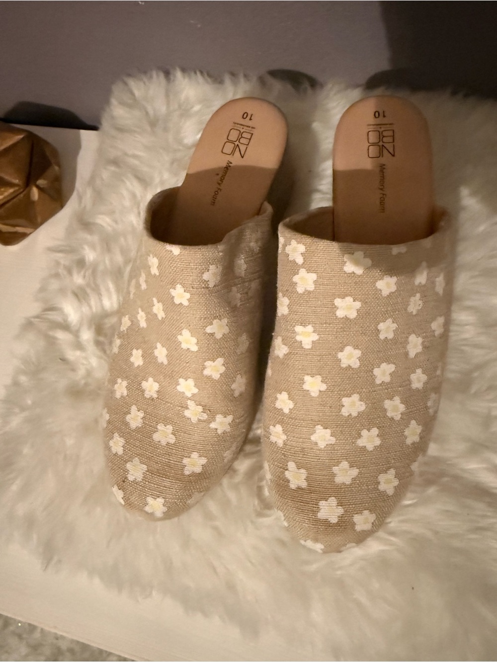 No Boundaries Beige Floral Embroidered Slip-On Mules - Women